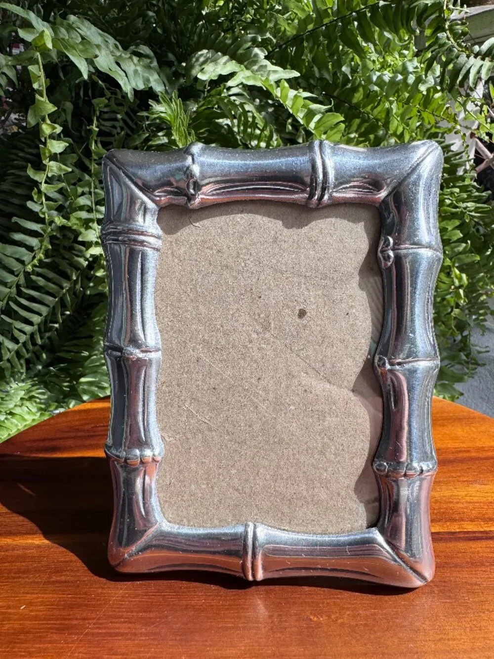 Vintage Silver Hollywood Regency Faux Bamboo Picture Frame 5x3, Chinoiserie Chic - Picture 1 of 7